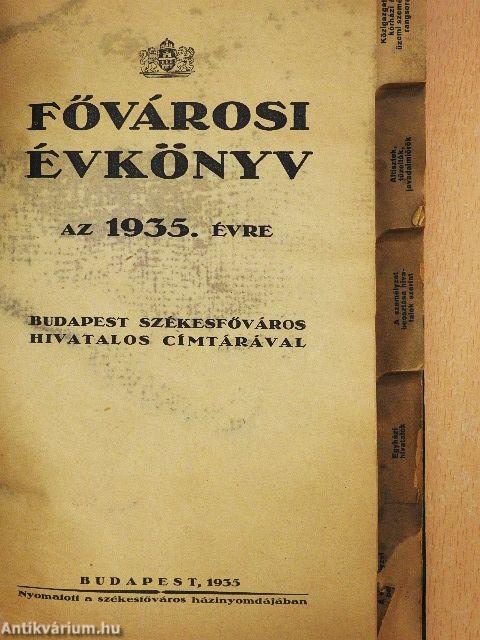 Fővárosi Évkönyv az 1935. évre