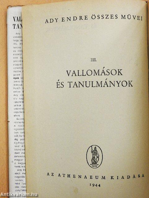 Vallomások és tanulmányok