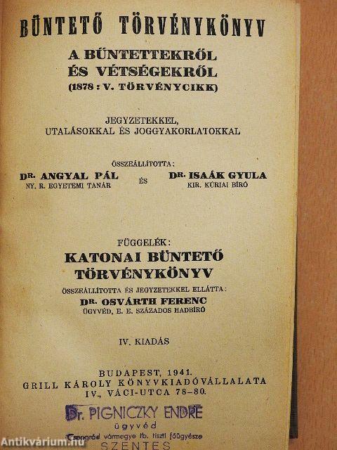 Büntető törvénykönyv I.