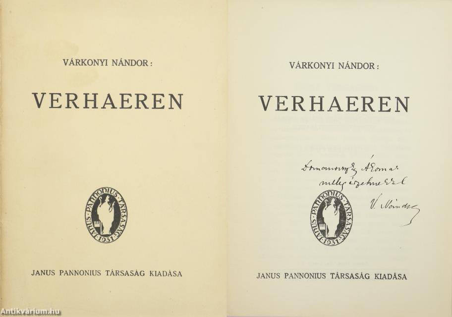 Verhaeren (dedikált példány)