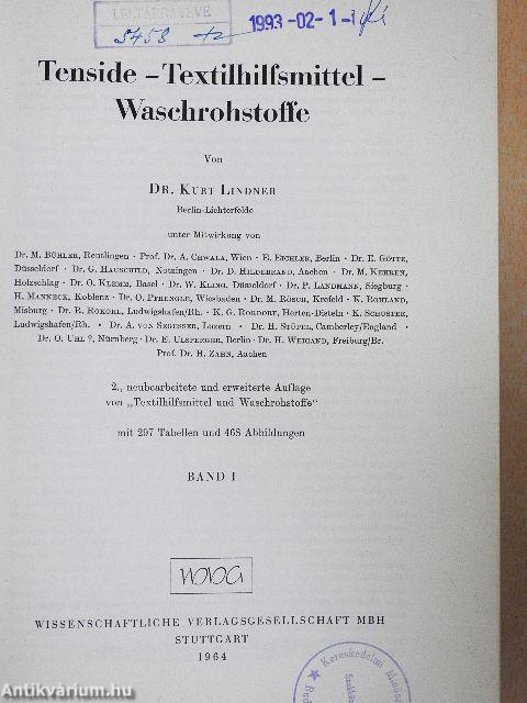 Tenside -Textilhilfsmittel - Waschrohstoffe I-III.