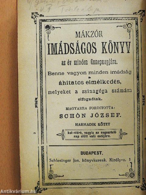 Mákzór imádságos könyv az év minden ünnepnapjára III.