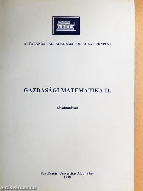 Gazdasági matematika II. távoktatással