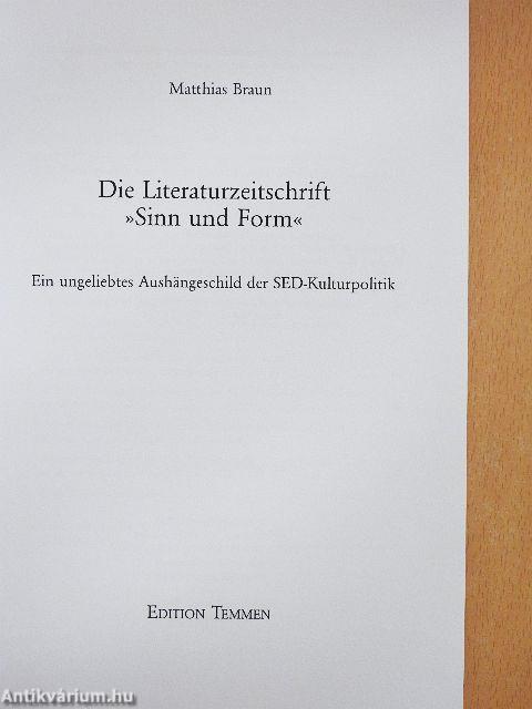 Die Literaturzeitschrift »Sinn und Form«