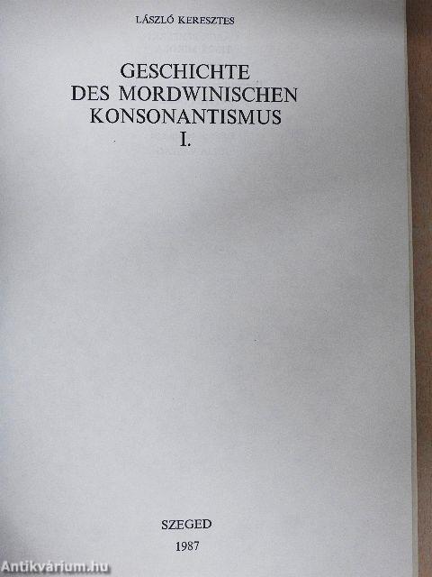 Geschichte des mordwinischen Konsonantismus I.