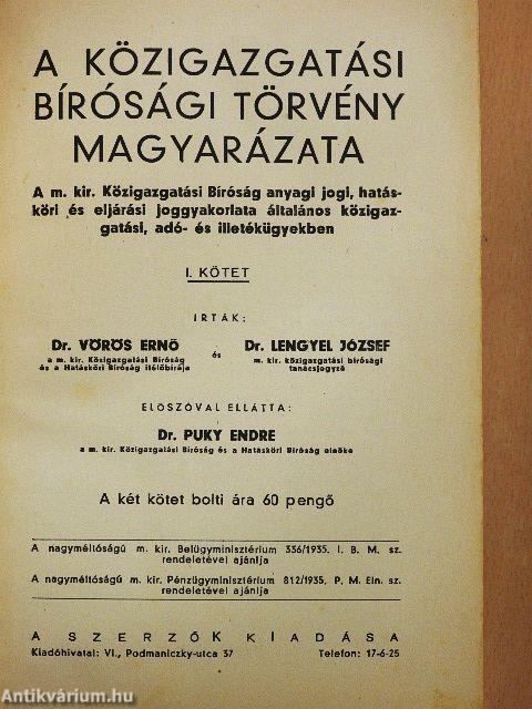 A közigazgatási bírósági törvény magyarázata I-II.