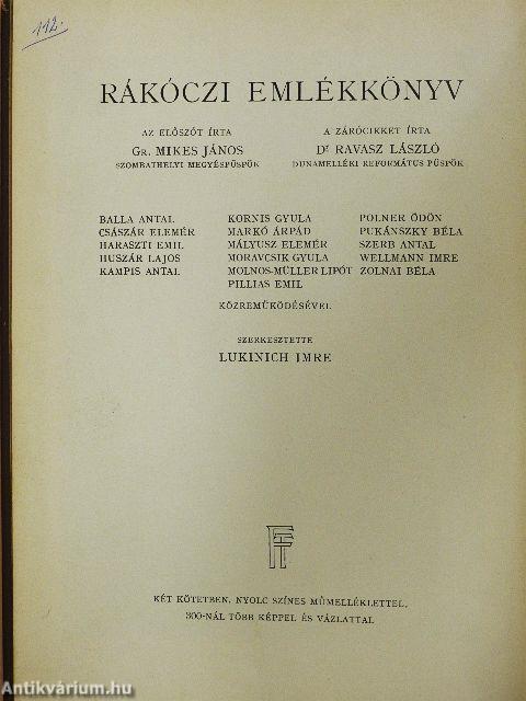 Rákóczi emlékkönyv I-II.
