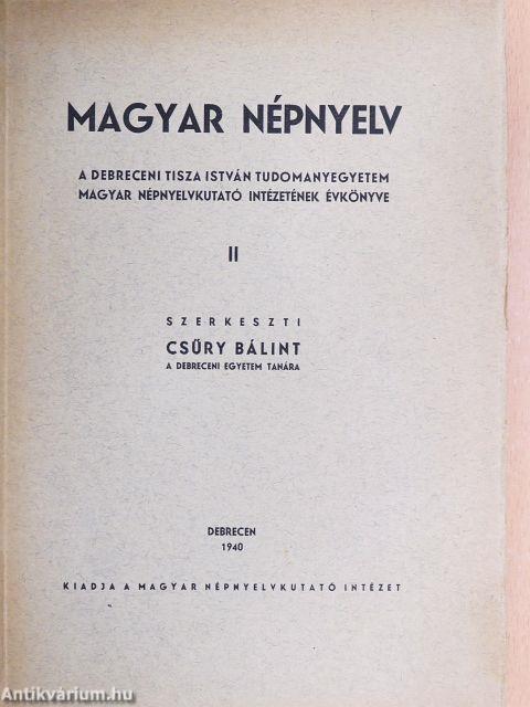 Magyar népnyelv II.