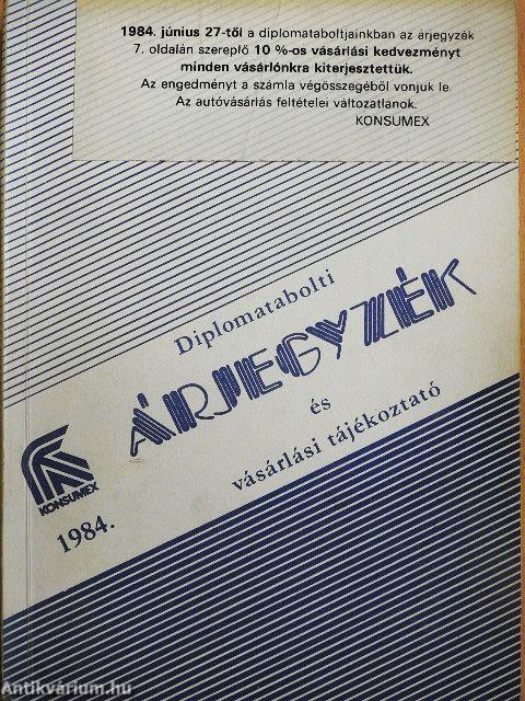 Diplomatabolti árjegyzék és vásárlási tájékoztató