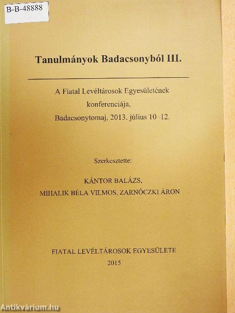 Tanulmányok Badacsonyból III.