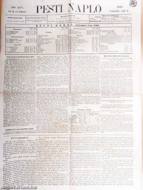 Pesti Napló 1860. sept. 6.
