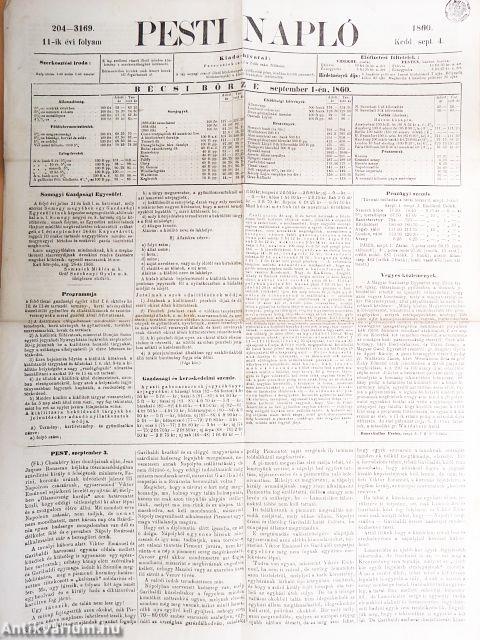 Pesti Napló 1860. sept. 4.