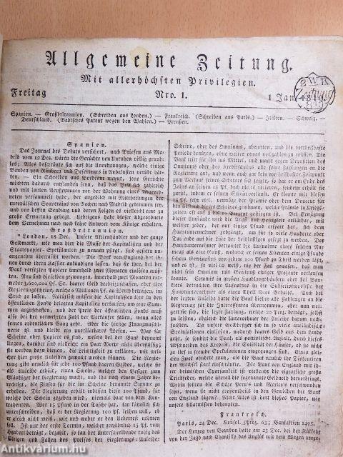 Allgemeine Zeitung 1819./Beilage zur Allgemeine Zeitung 1819. (nem teljes évfolyam, gótbetűs)