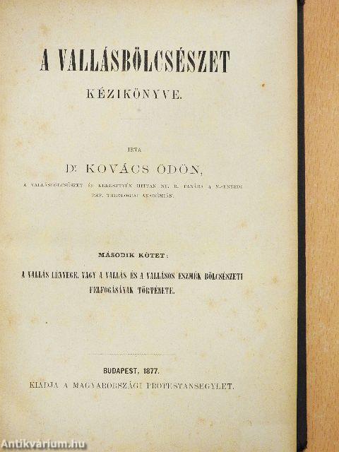 A vallásbölcsészet kézikönyve VIII/2.
