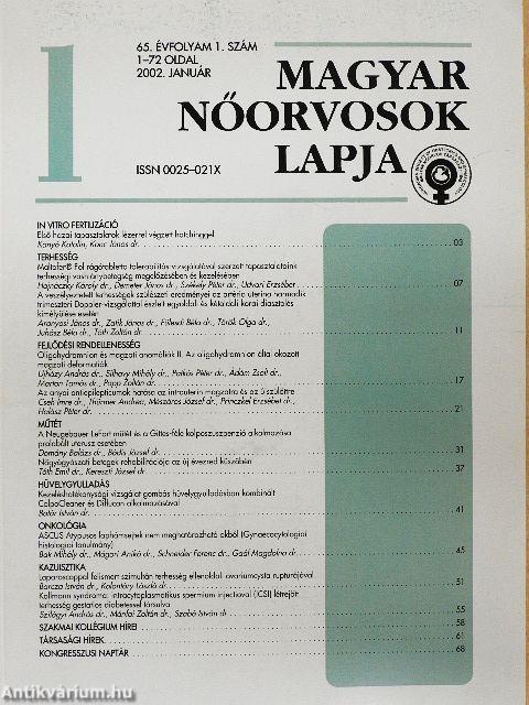 Magyar Nőorvosok Lapja 2002/1-6.