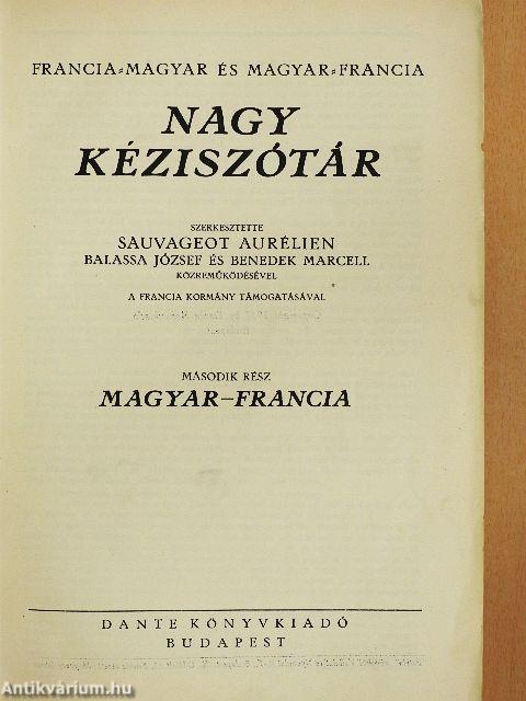 Francia-magyar és magyar-francia nagy kéziszótár II.