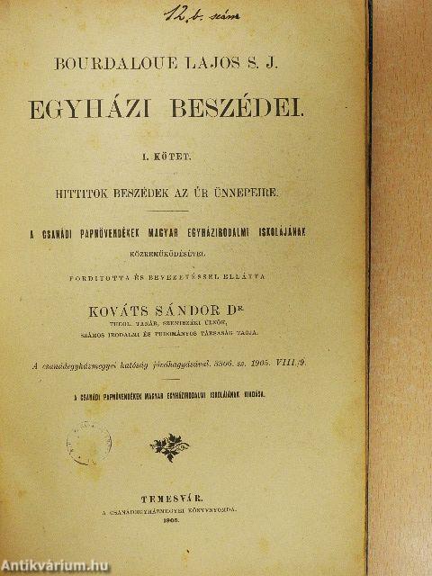 Bourdaloue Lajos S. J. egyházi beszédei I.