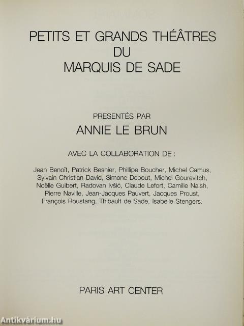 Petits et grands théatres du Marquis de Sade