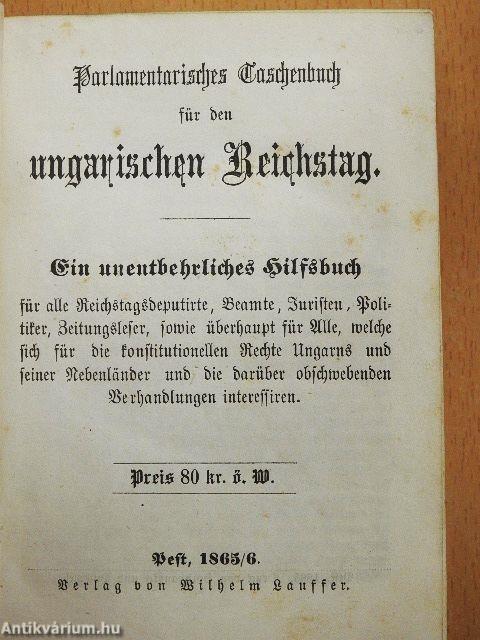 Parlamentarisches Taschenbuch für den ungarischen Reichstag (gótbetűs)