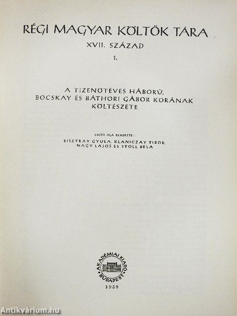 Régi Magyar Költők Tára - XVII. század 1.