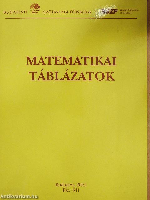 Matematikai táblázatok
