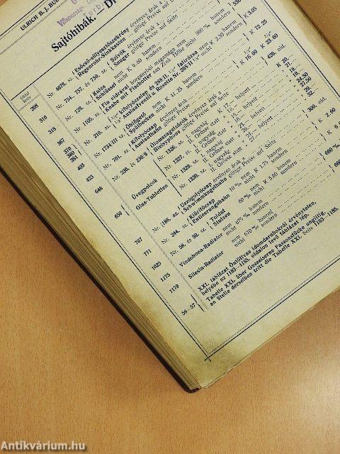 Ulrich B. J. cső-árjegyzék Budapest, 1914. április 1.