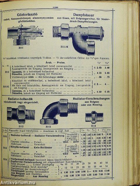 Ulrich B. J. cső-árjegyzék Budapest, 1914. április 1.