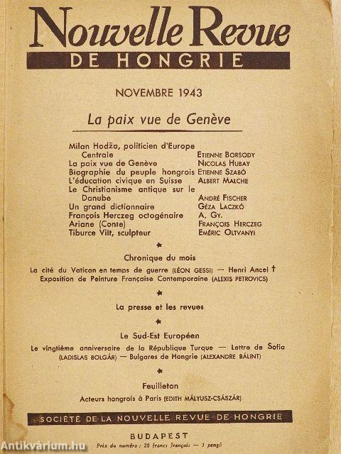 Nouvelle Revue de Hongrie Novembre 1943