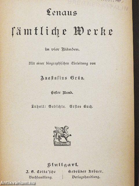 Lenaus sämtliche Werke I-IV. (gótbetűs)