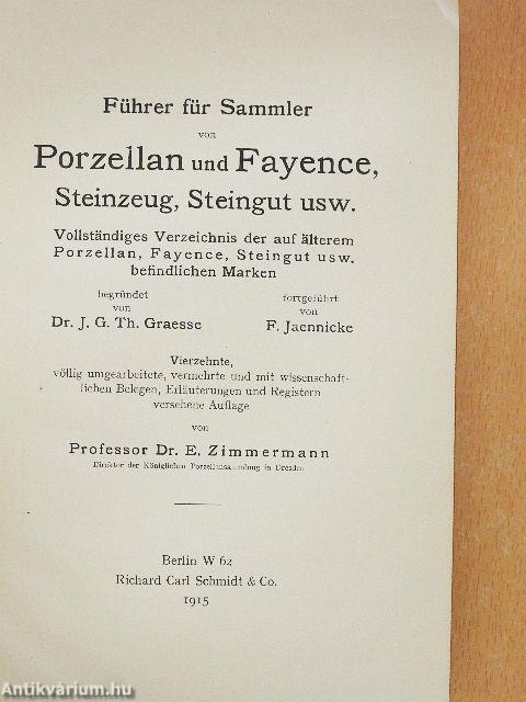 Führer für Sammler von Porzellan und Fayence, Steinzeug, Steingut usw.