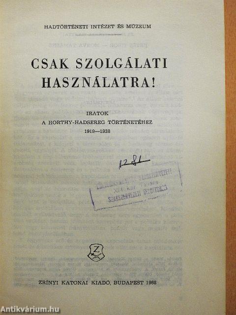 Csak szolgálati használatra!