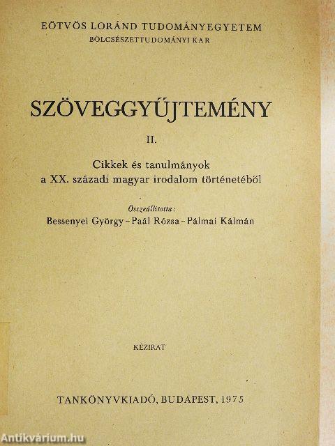 Szöveggyűjtemény II.