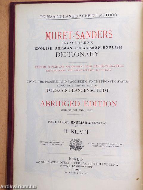 Muret-Sanders Encyklopädisches Englisch-Deutsches und Deutsch-Englisches Wörterbuch I-II.