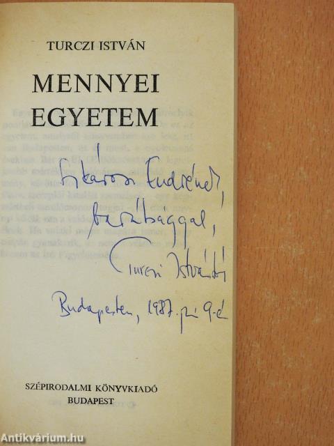 Mennyei egyetem (dedikált példány)