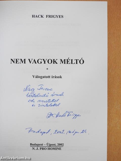 Nem vagyok méltó (dedikált példány)