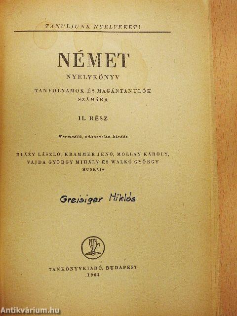 Német nyelvkönyv haladók számára