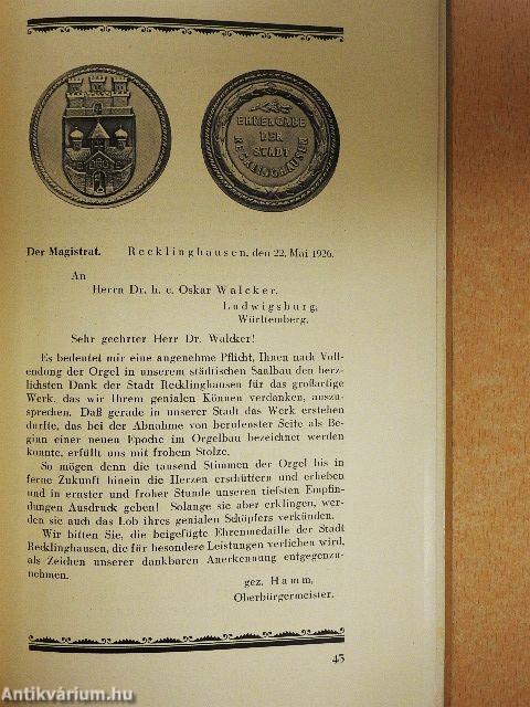 Die grosse Walcker-Orgel im städtischen Saalbau in Recklinghausen