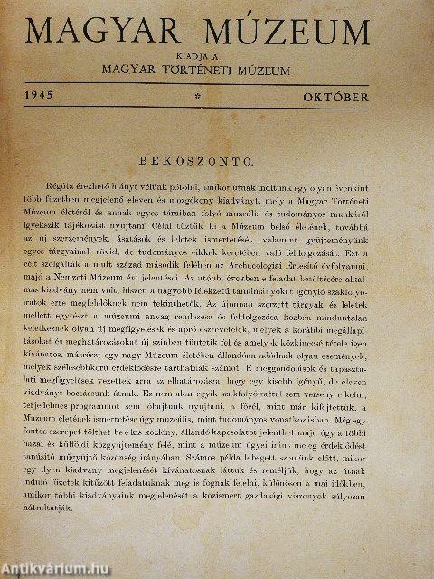 Magyar Múzeum 1945. október