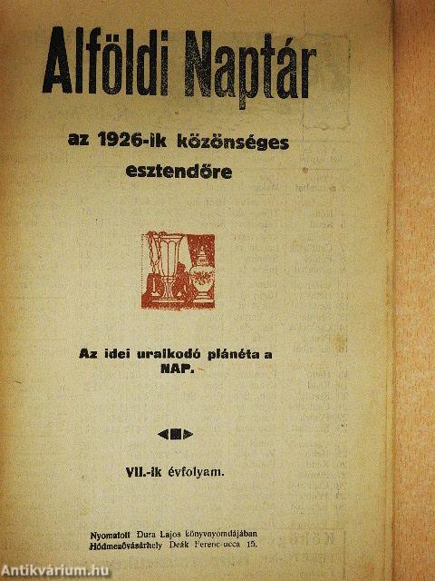Alföldi Naptár az 1926-ik közönséges esztendőre
