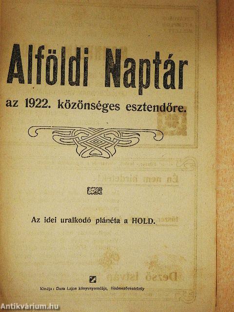 Alföldi Naptár az 1922. közönséges esztendőre