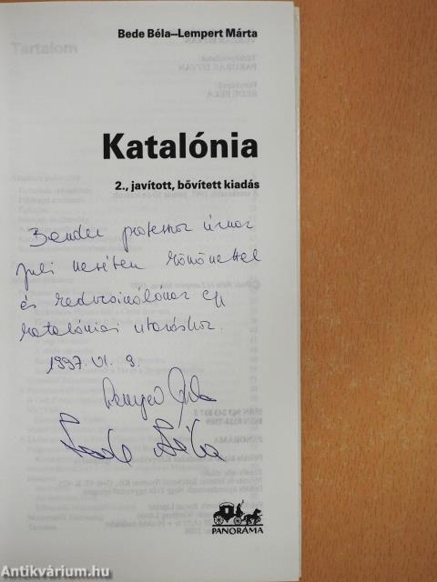 Katalónia (kétszeresen dedikált példány)
