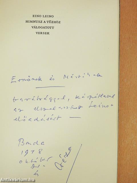 Himnusz a tűzhöz (dedikált példány)