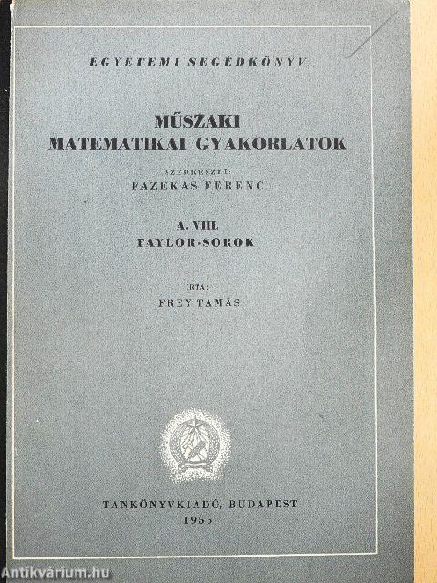 Műszaki matematikai gyakorlatok A. VIII.