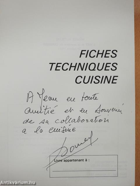 Fiches Techniques Cuisine (dedikált példány)