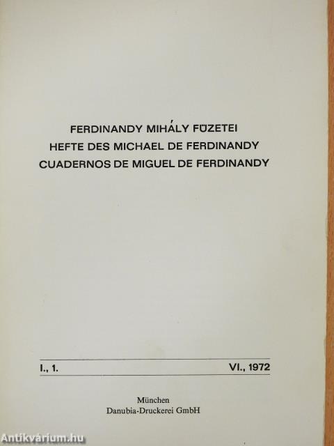 Ferdinandy Mihály füzetei I/1. (dedikált példány)