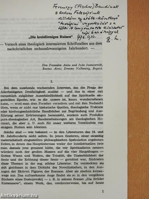 Ferdinandy Mihály füzetei I/1. (dedikált példány)