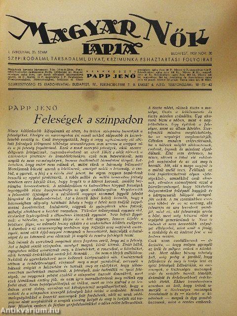 Magyar Nők Lapja 1939. november 20.