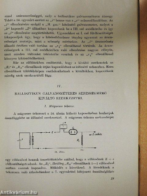 Lövedék-sebességmérés elektromos eljárásai