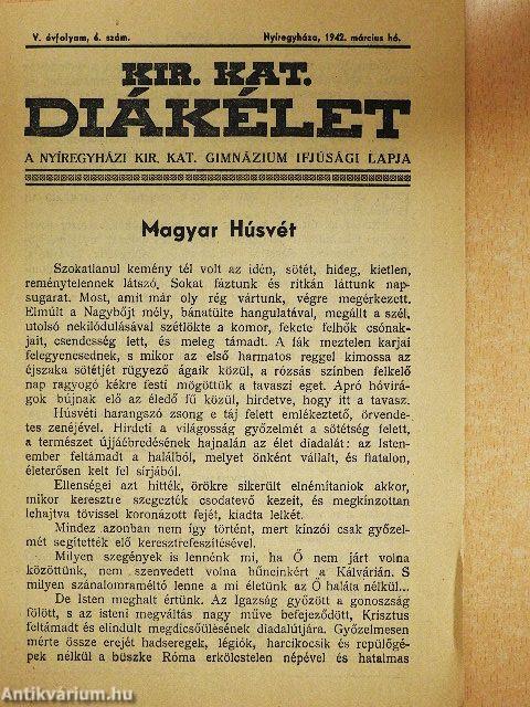 Kir. Kat. Diákélet 1942. március