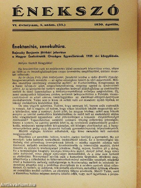 Énekszó 1939. április